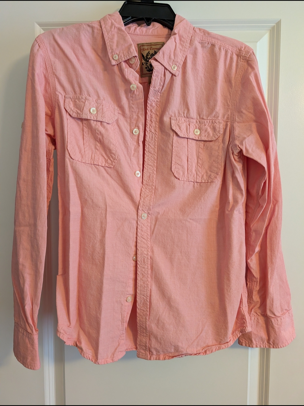 Red Camel Pink Button-Down Shirt with Dual Chest Pockets